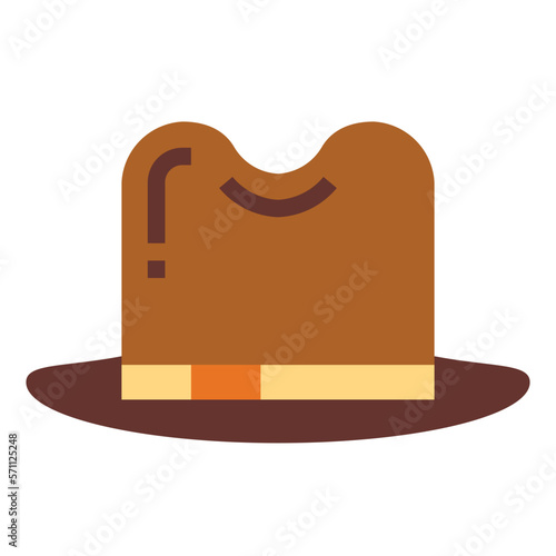 fedora hat flat icon style