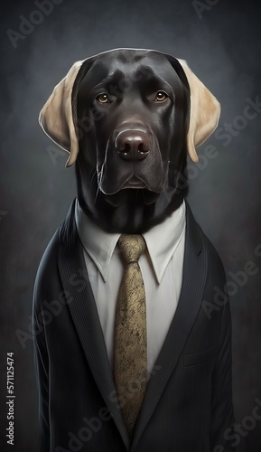 Portrait of a Retriever Labrador in a Business Suit, Ready for Action. GENERATED AI.