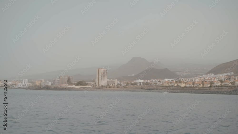 Los Cristianos seen from boat in Tenerife, Spain Los Cristianos seen from boat in Tenerife, Spain