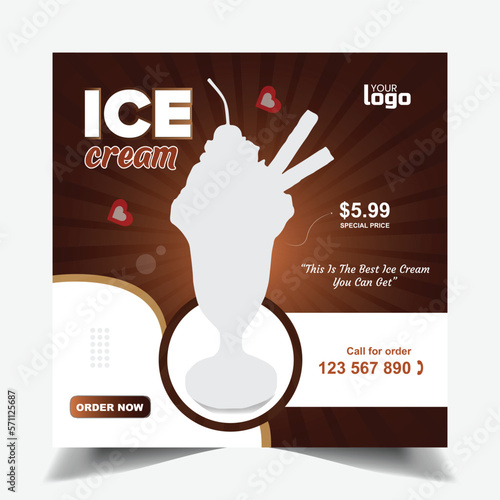 Ice cream Social media post design template