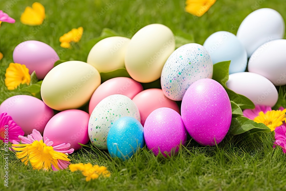 easter eggs in grass