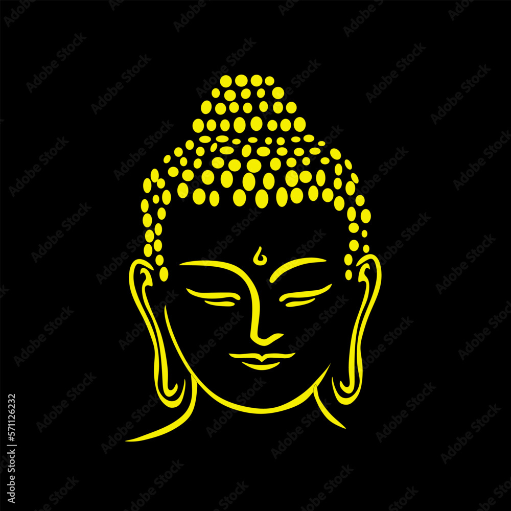Vector illustration of Buddha face on black background . Vector illustration of Buddha face on black background .
