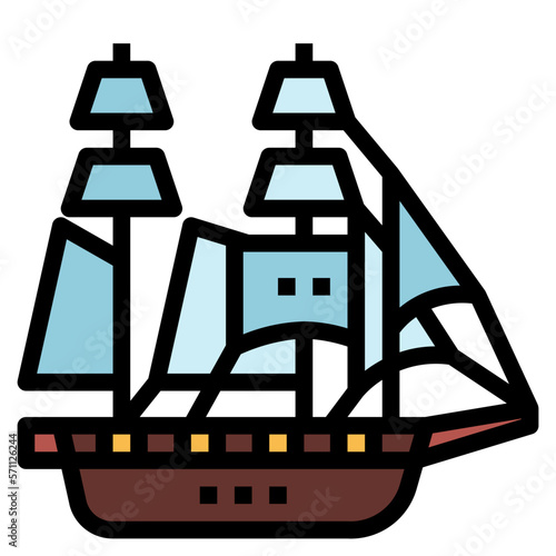 topsail schooner filled outline icon style