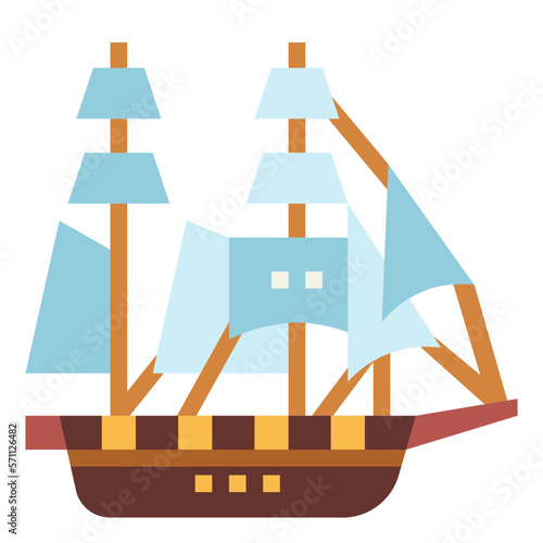 topsail schooner flat icon style