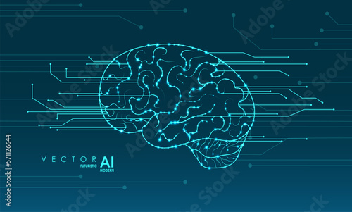 Technological brain and machine learning concept
