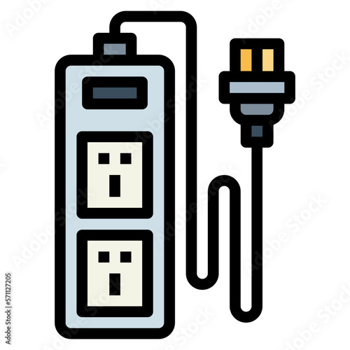 extension cord filled outline icon style