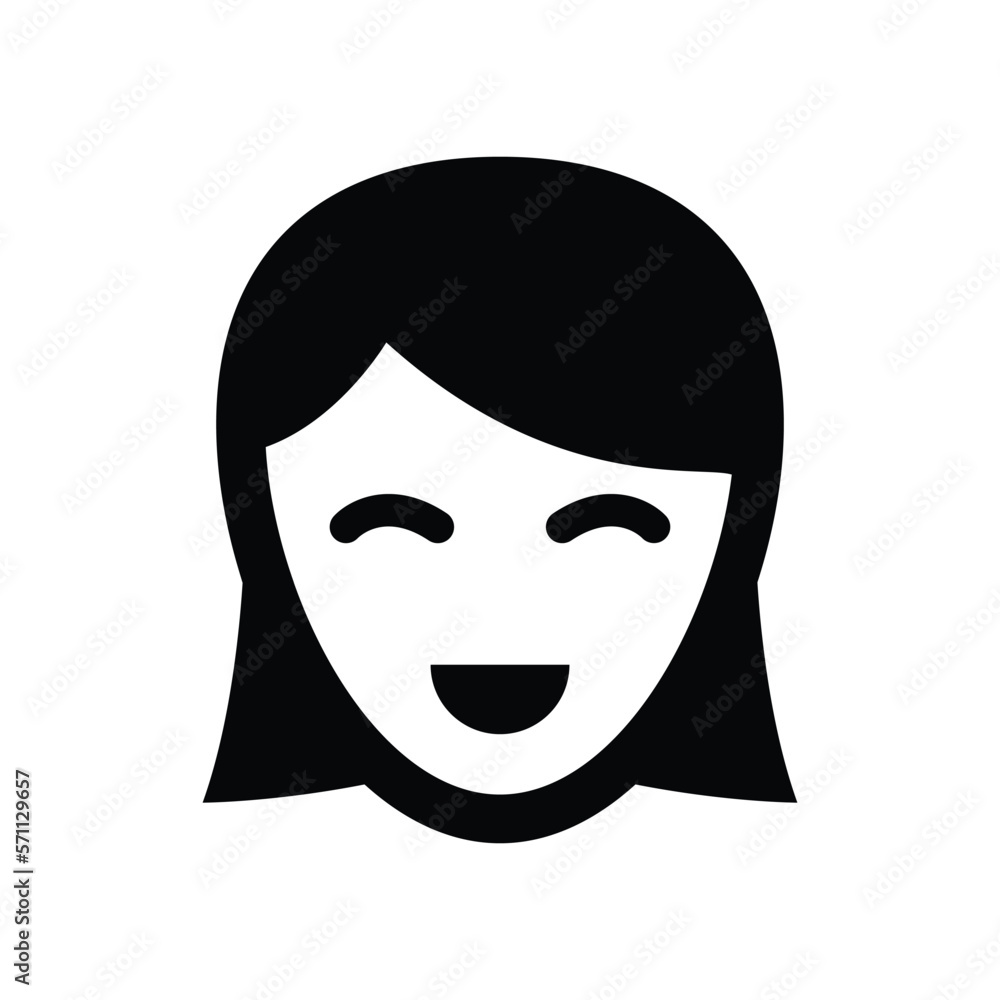 Woman happy face icon vector graphic illustration