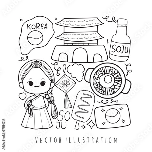 Korean simple cartoon outline