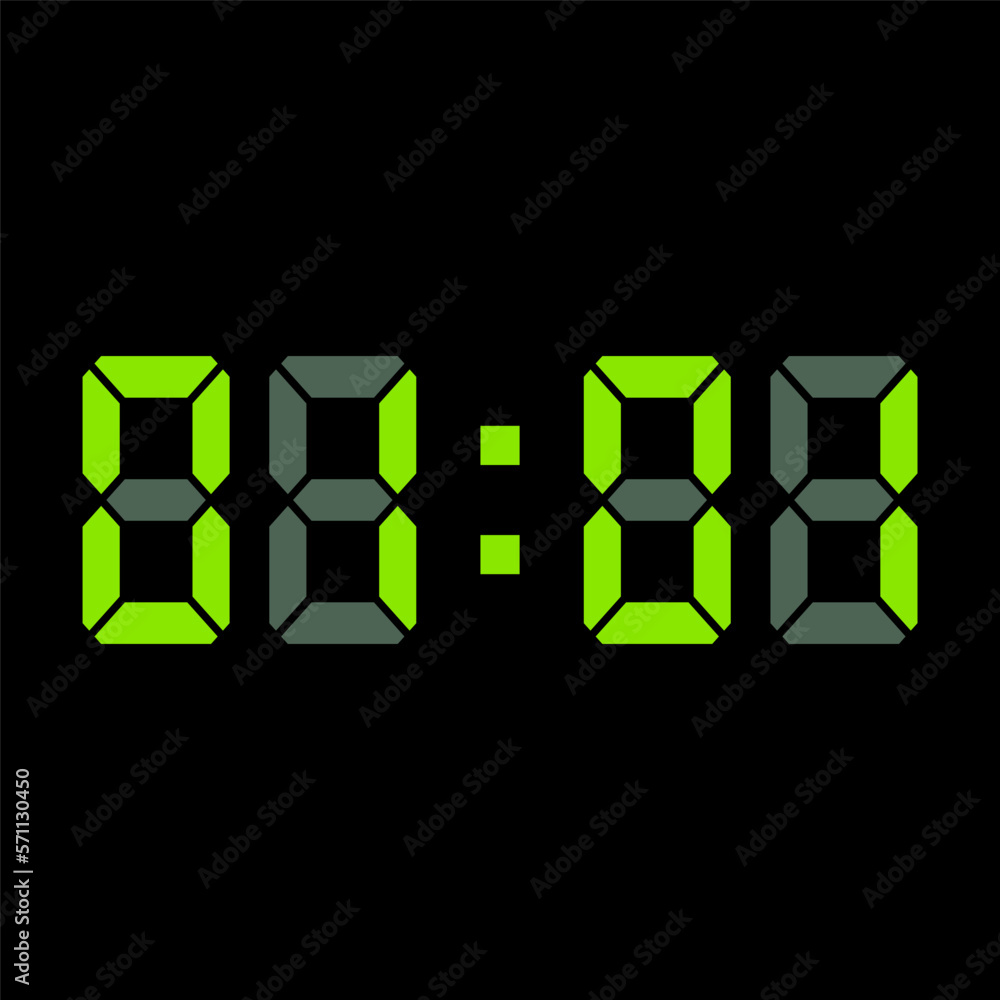 Digital clock vector illustration, time icon Digital clock vector illustration, time icon