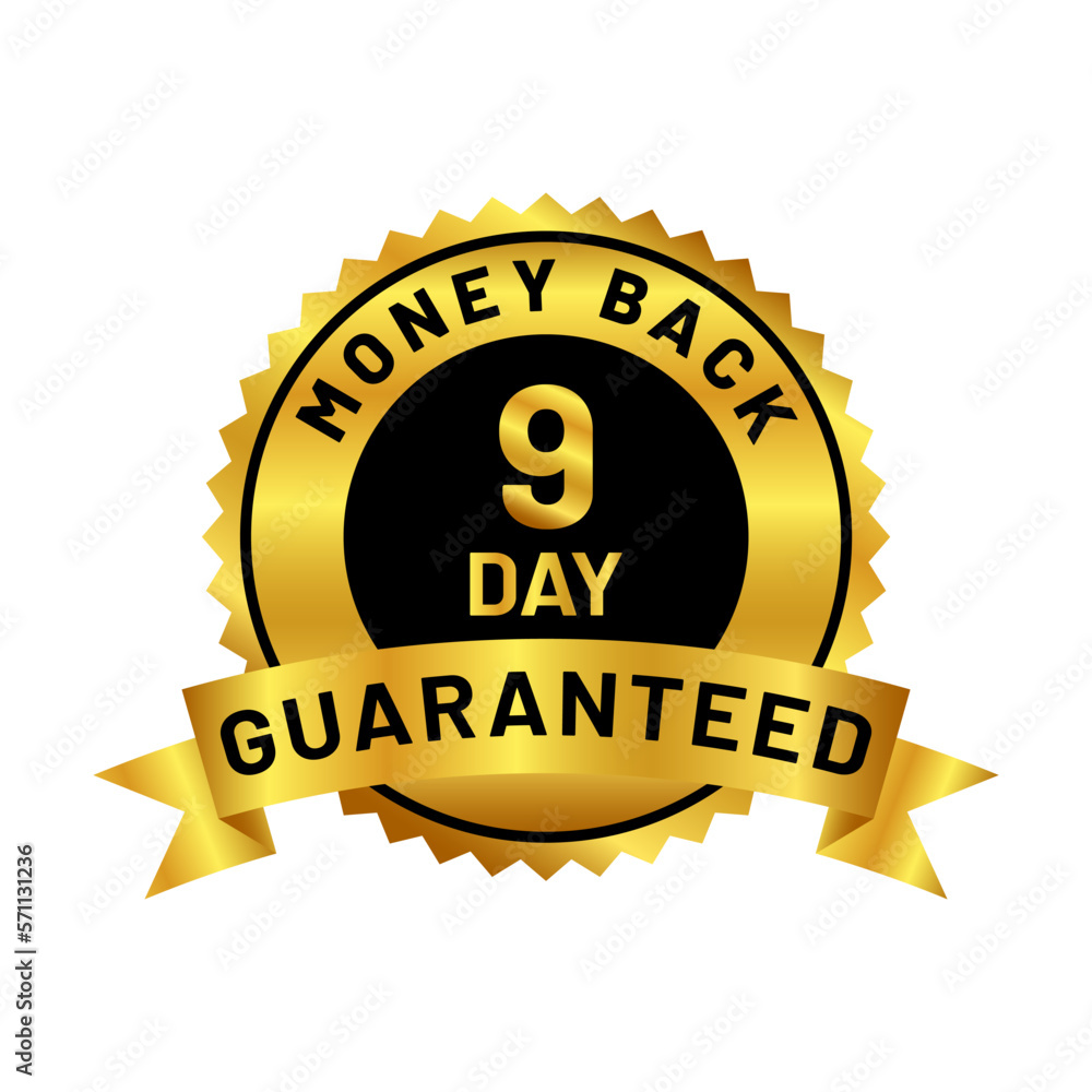 money back guaranteed badge in gold color