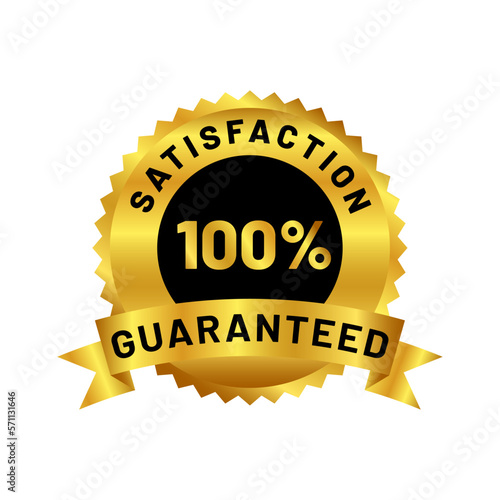 satisfaction guaranteed badge design in gold color