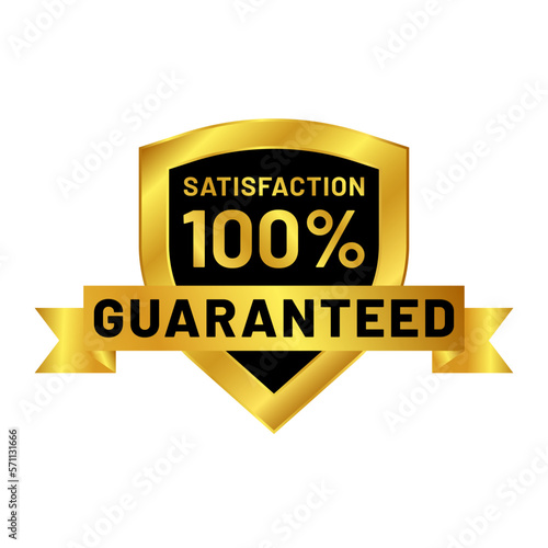 satisfaction guaranteed badge design in gold color