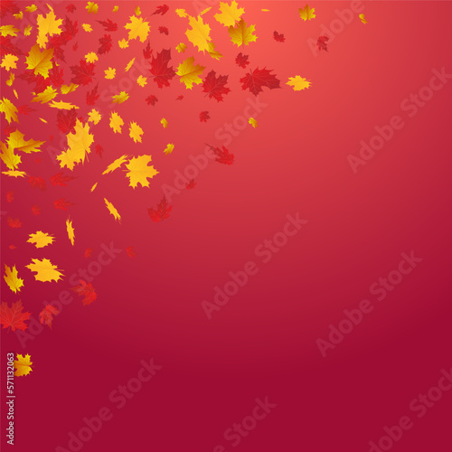 Red Leaves Vector Red Background. Paper Plant
