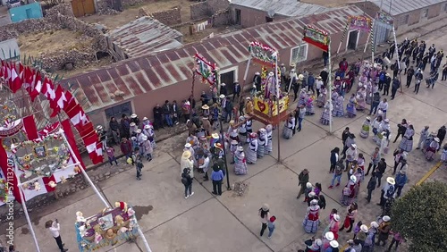 Wallpaper Mural drone aerial shots, procession, patron saint festivities callalli district, virgin immaculate conception, dance of Wititi. Torontodigital.ca