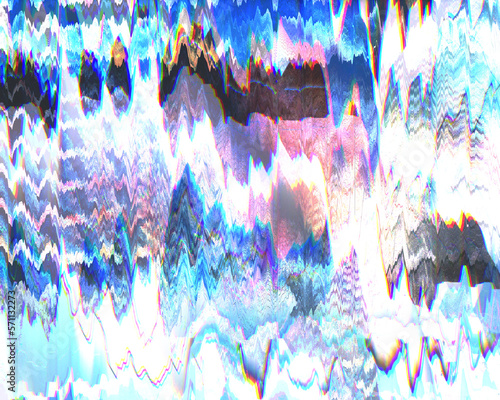 Glitch art, data error. Colorful abstract background. Glitchy distorted waveforms pattern. Created with a mix of analog and digital techniques. © synthetick