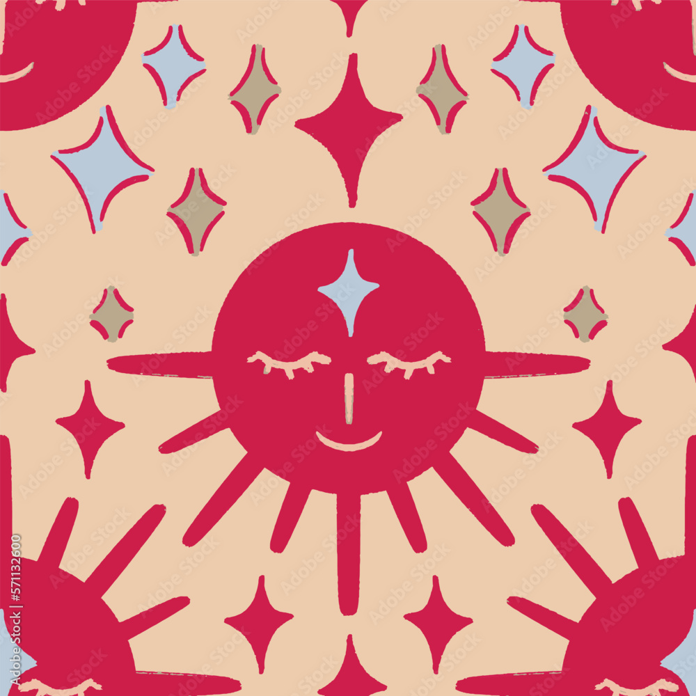 Obraz premium Happy sun viva magenta vector repeat pattern