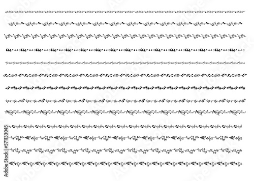 手書きの草木のラインセット