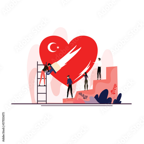 Pray for turkey with charity turkey flag for turkey earthquake illustration vector