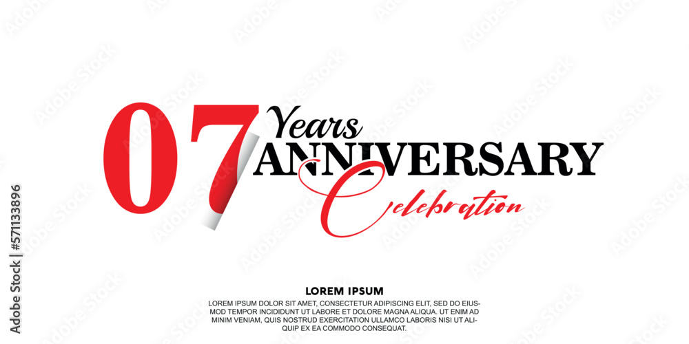 07 year anniversary celebration logo vector design with red and black color on white background abstract 07 year anniversary celebration logo vector design with red and black color on white background abstract