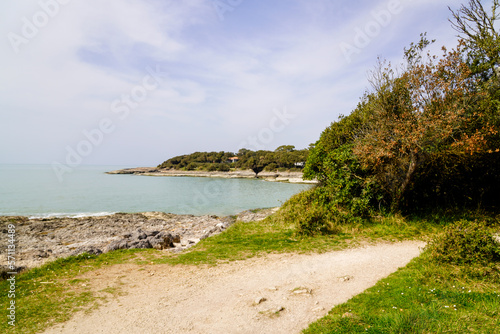 cliff stones atlantic ocean in Saint-Palais sur mer atlantic french coast