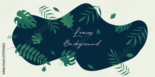 Tropical leaf design template. Floral background for posters, postcards. Vector illustration