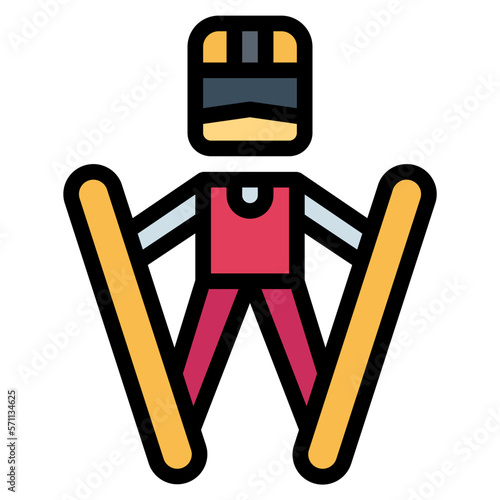 Foto nordic combined filled outline icon style