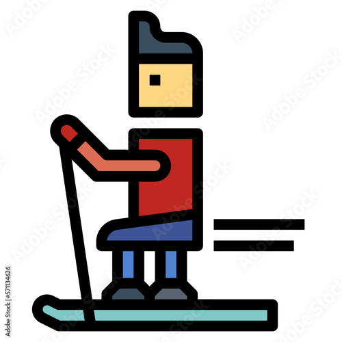 paralympic alpine skiing filled outline icon style