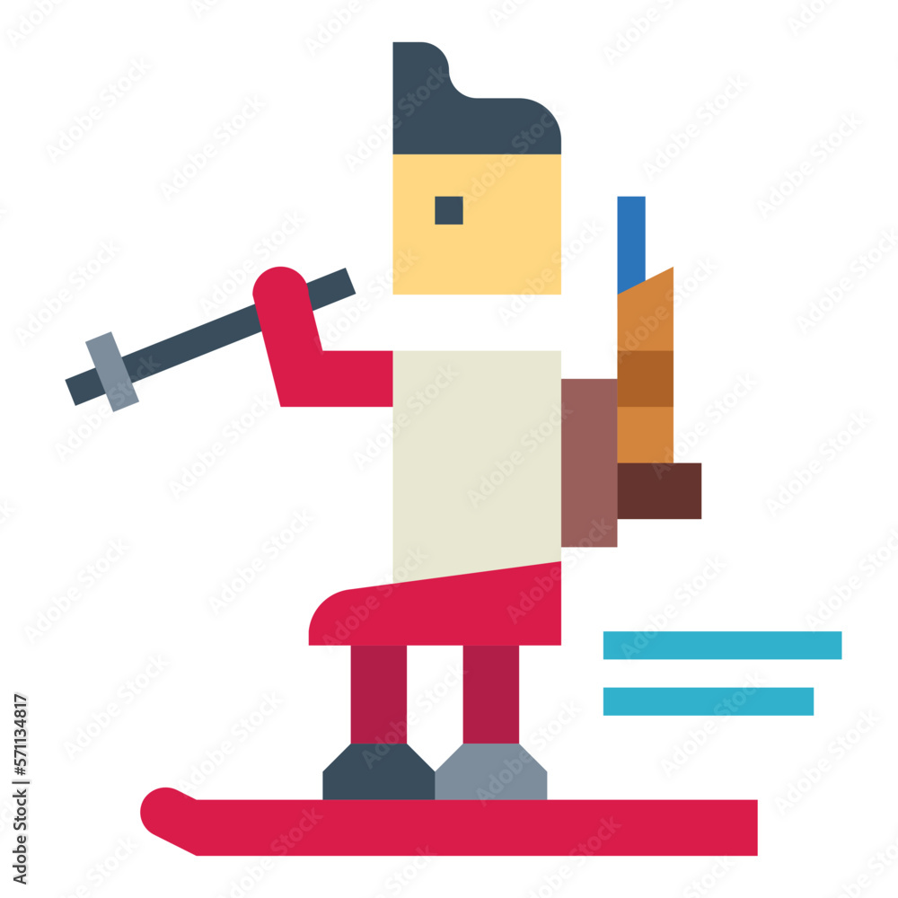 Biathlon ski flat icon style Biathlon ski flat icon style