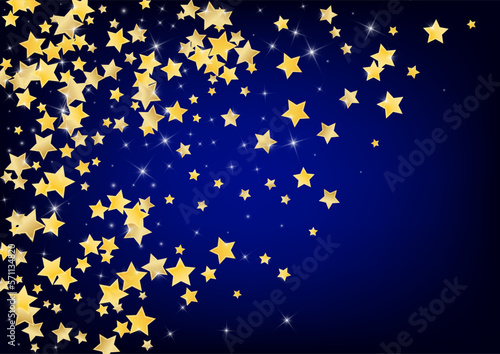 Gold Cosmos Stars Vector Blue Background. Effect