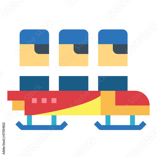 bobsled flat icon style
