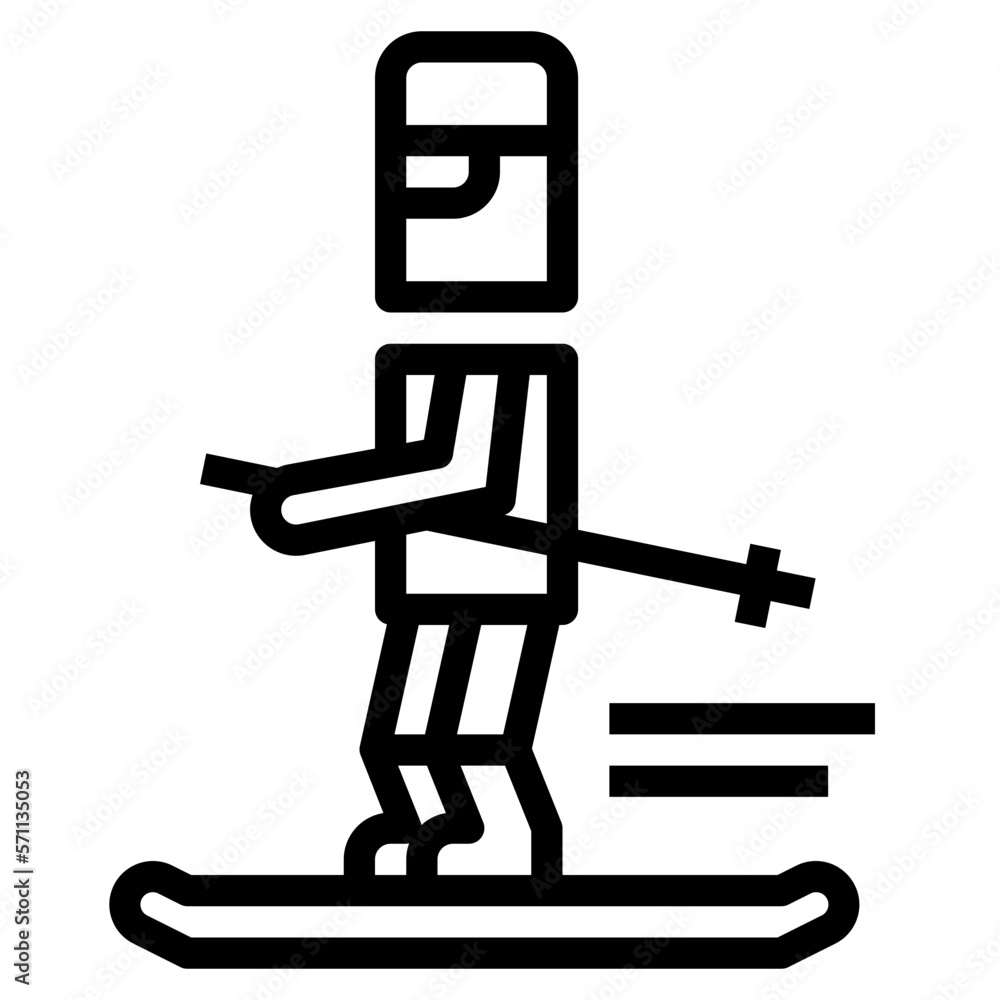 Skiing Stance line icon style Skiing Stance line icon style