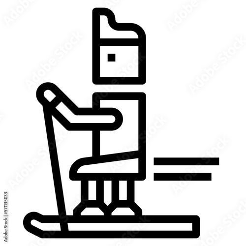 paralympic alpine skiing line icon style