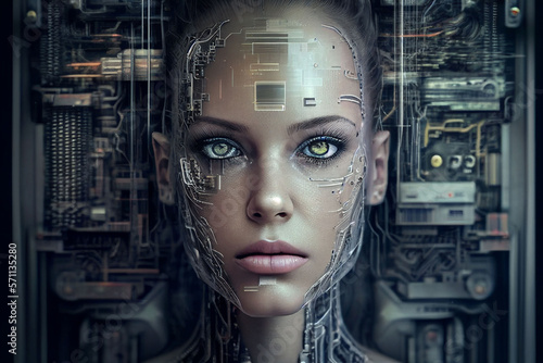 abstract artificial intelligence, robot, in the form of a human, digital technologies, generative ai.