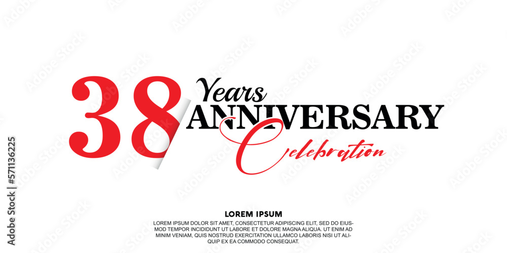 38 year anniversary celebration logo vector design with red and black color on white background abstract 38 year anniversary celebration logo vector design with red and black color on white background abstract