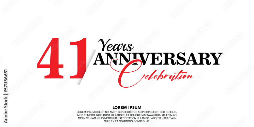 41 year anniversary celebration logo vector design with red and black color on white background abstract 41 year anniversary celebration logo vector design with red and black color on white background abstract