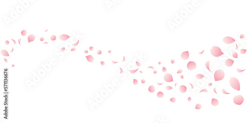 桜吹雪のウェーブのイラスト（薄いピンク）