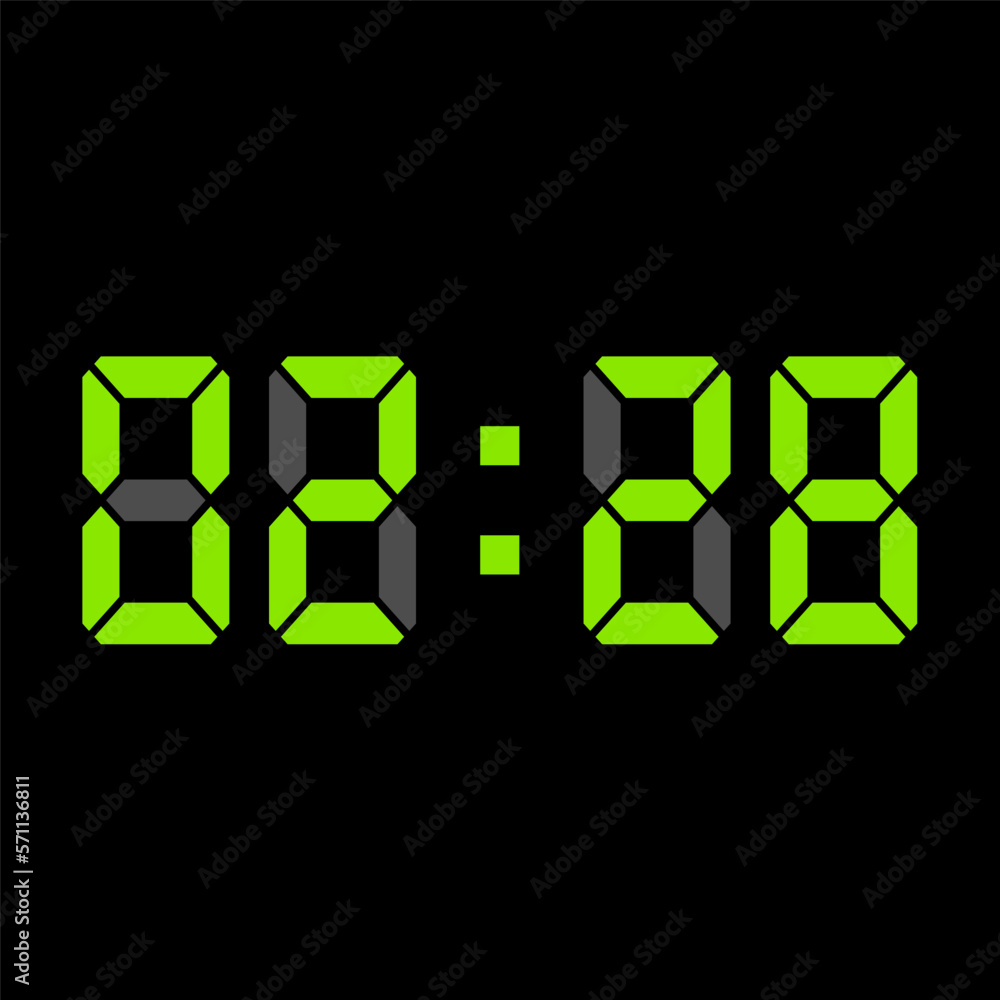 Digital clock vector illustration, time icon Digital clock vector illustration, time icon
