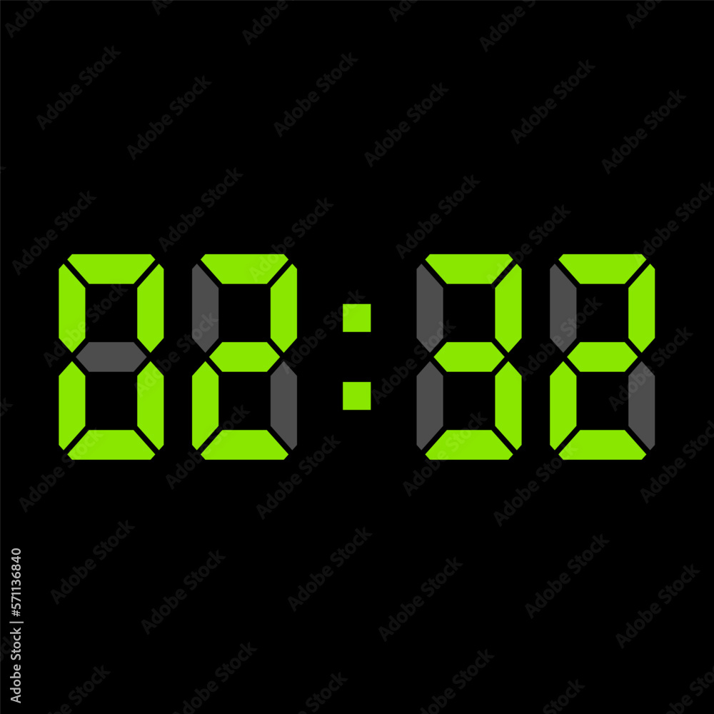 Digital clock vector illustration, time icon Digital clock vector illustration, time icon