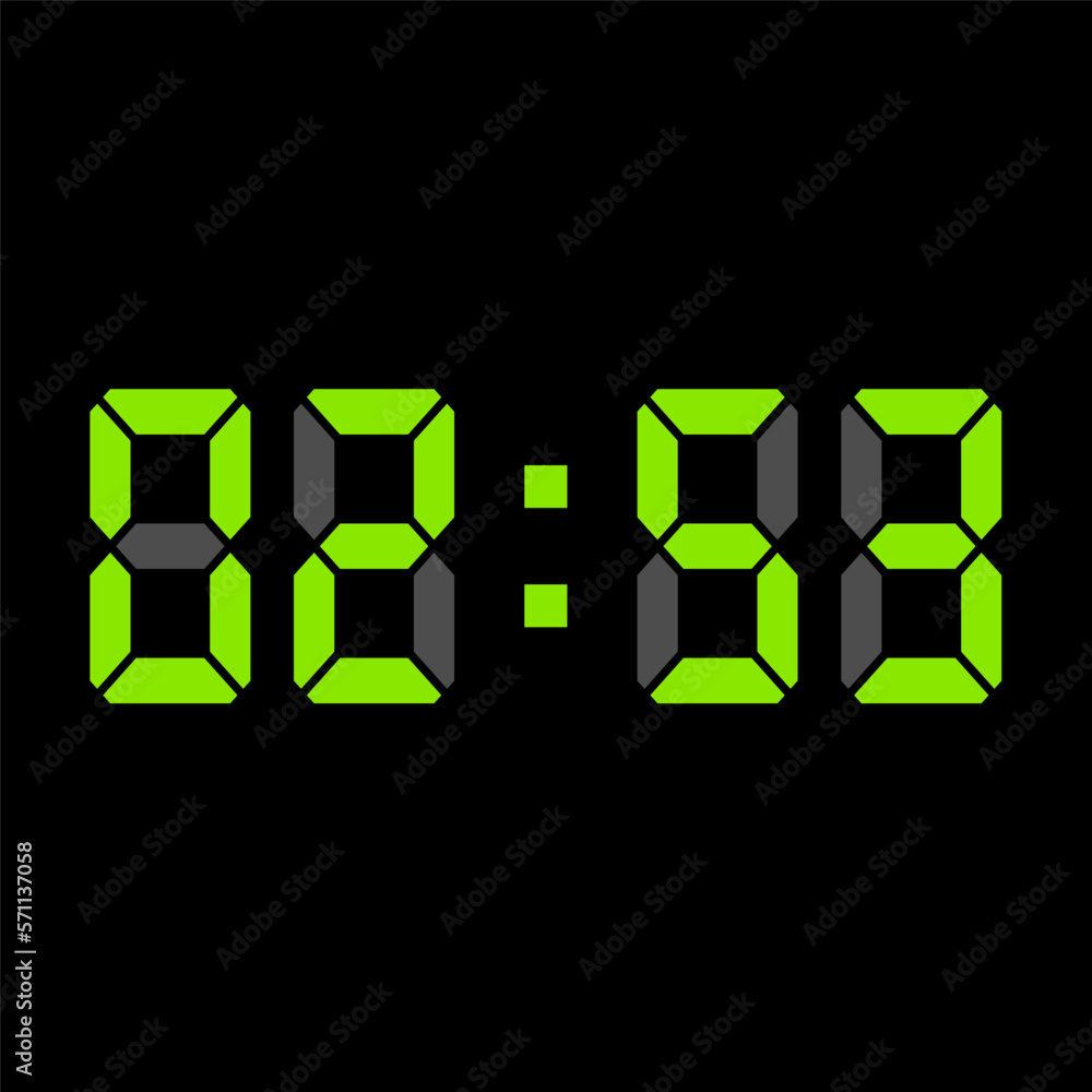 Digital clock vector illustration, time icon Digital clock vector illustration, time icon