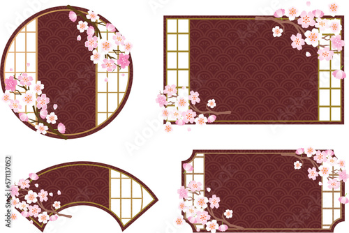 桜　春　花びら　フレーム枠　背景