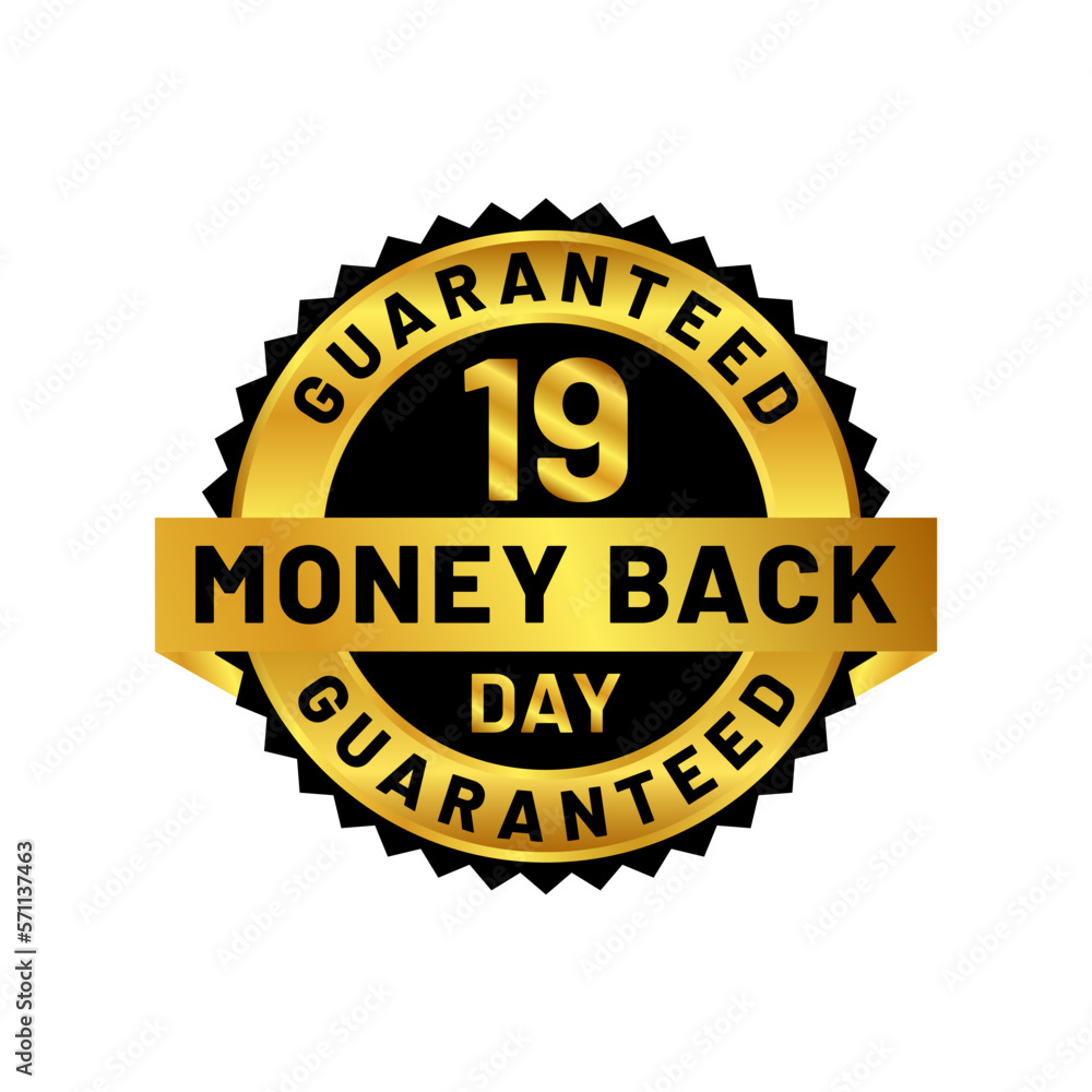 money back guaranteed badge in gold color