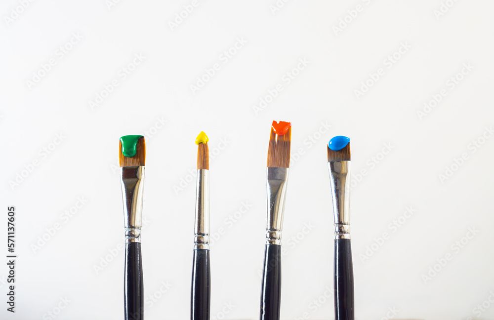 brushes with colored oil paints brushes with colored oil paints
