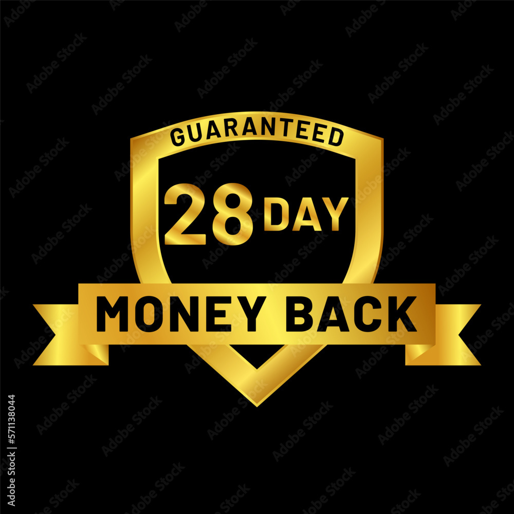 money back guaranteed badge in gold color