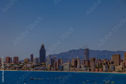 panorama view on a sunny day on the city of Benidorm Spain