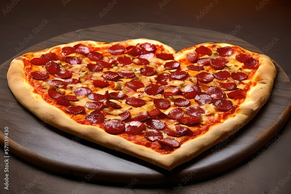 heart shaped pizza on a board heart shaped pizza on a board
