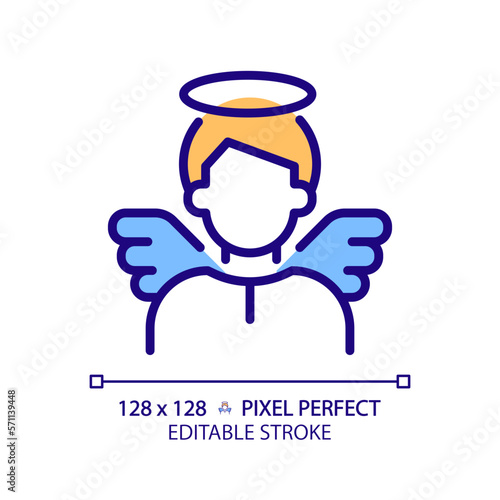 Innocent pixel perfect RGB color icon. Character archetype. Psychoanalytic theory. Personality trait. Honest and virtuous. Isolated vector illustration. Simple filled line drawing. Editable stroke