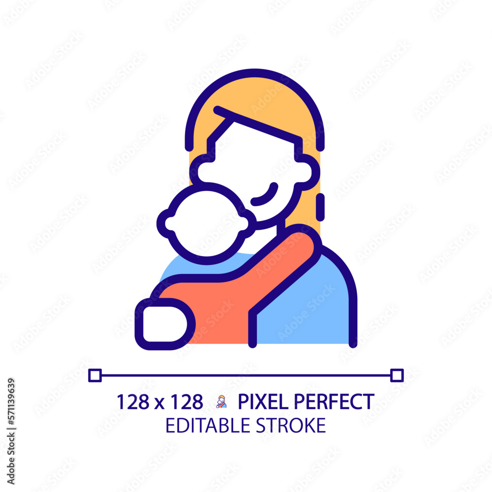 Mother pixel perfect RGB color icon. Female character archetype. Represent love, care. Compassionate person. Psychoanalysis. Isolated vector illustration. Simple filled line drawing. Editable stroke