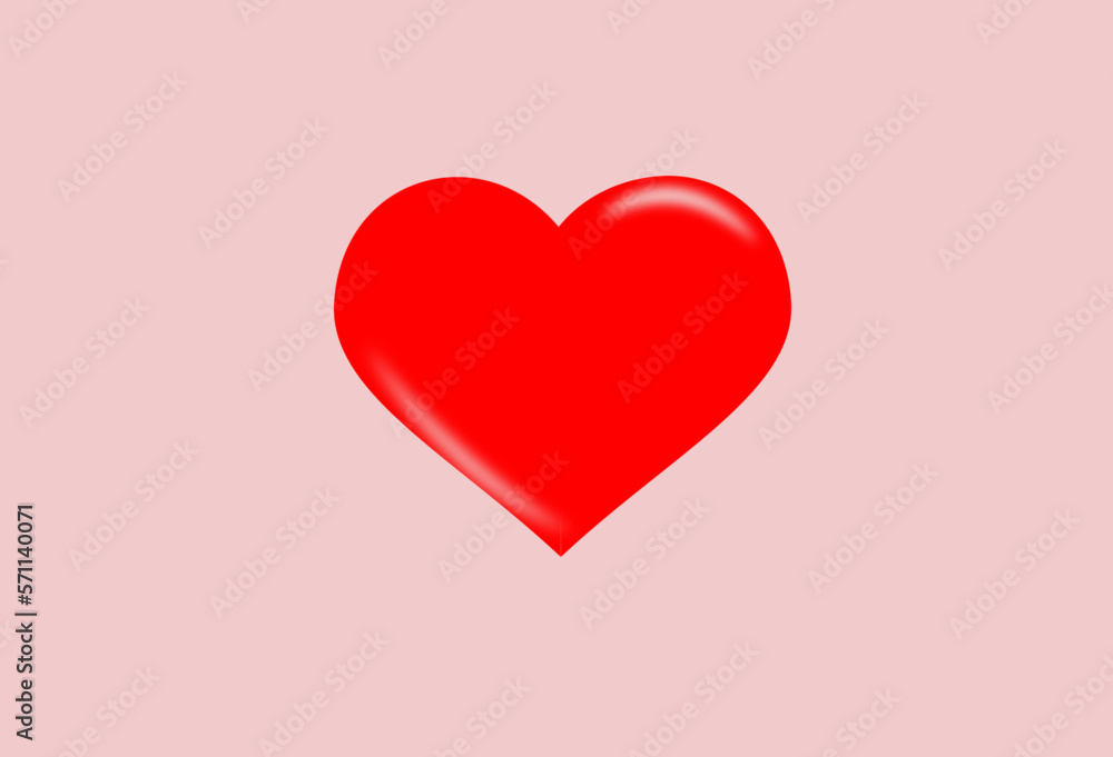 Red heart in a pastel pink background.