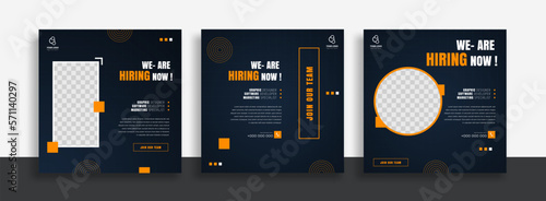 We are hiring job vacancy social media post banner design template. We are hiring job vacancy square web banner design. 