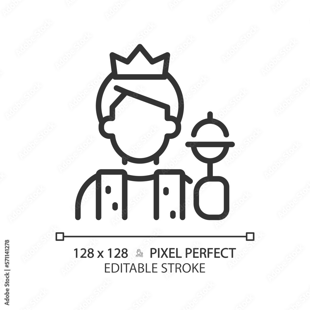 Ruler pixel perfect linear icon. Power and control. Character and brand archetype. Leader skills. Psychoanalytic theory. Thin line illustration. Contour symbol. Vector outline drawing. Editable stroke